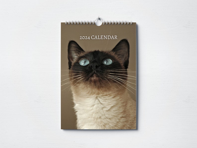 Siamese Cat Calendar 2024 Monthly Wall Calendar A4 Etsy