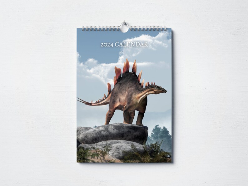 Dinosaur Calendar 2024 Monthly Wall Calendar A4 Size Etsy