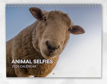 Animal Selfies Calendar 2026: Monthly Wall Calendar with Notes, opens to A3 Size, Includes key dates & holidays