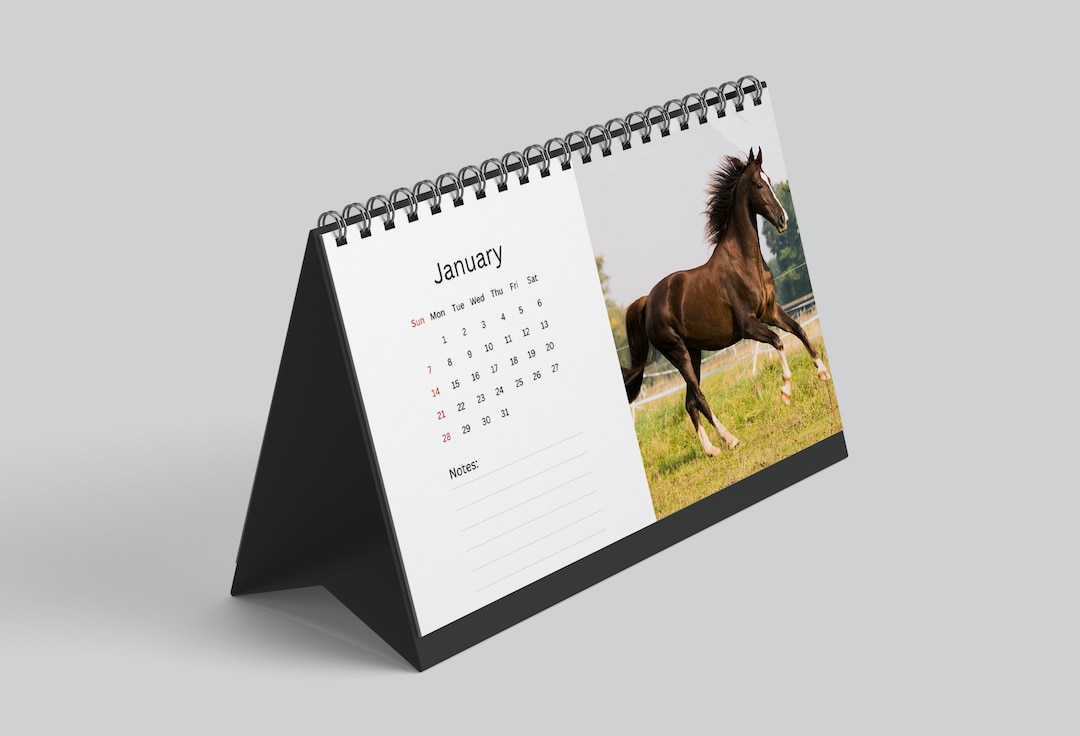 Horse Desk Calendar 2024 Desktop Calendar Horse Calendar Etsy