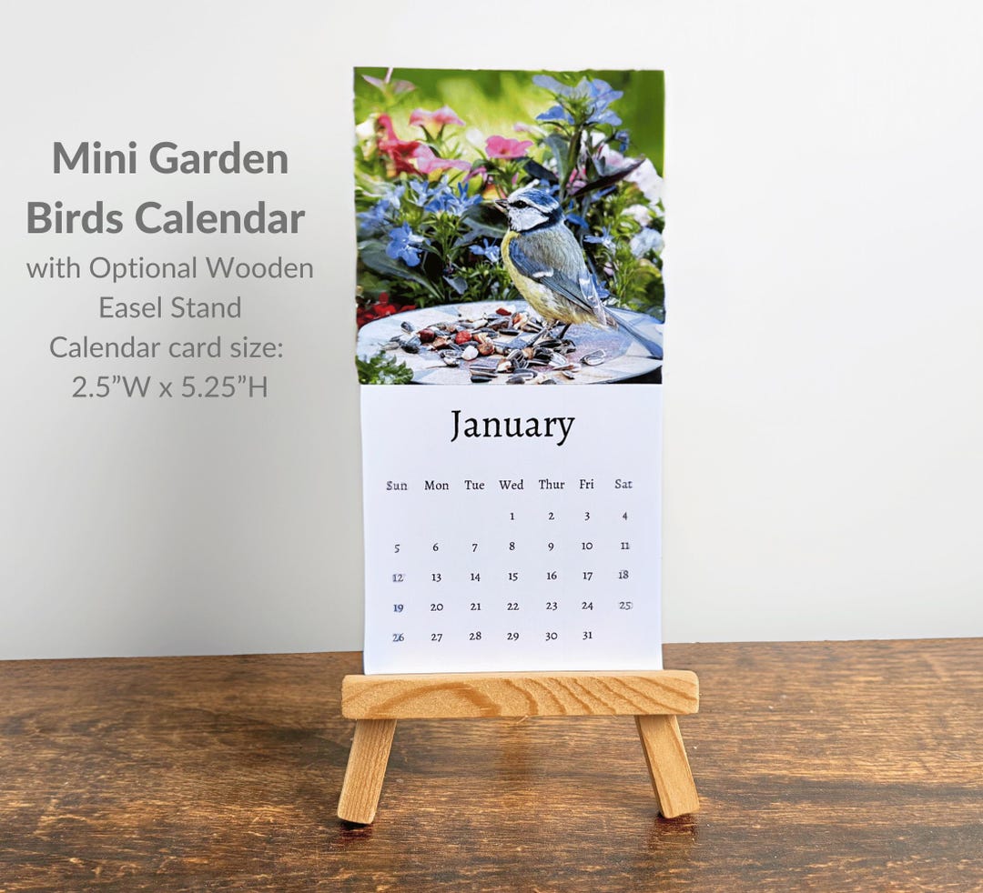 Garden Birds Calendar 2025 Mini Desk Calendar, Garden Birds Calendar