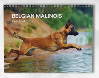 Belgian Malinois  Calendar 2027: Monthly Wall Calendar with Notes, opens to A3 Size, Includes key dates & holidays