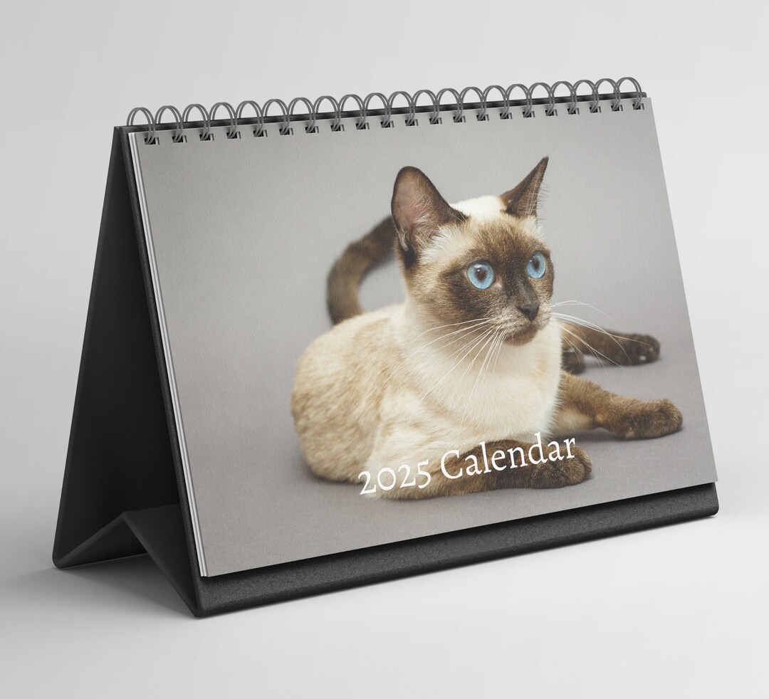 Siamese Cat Desk Calendar 20252026 Standing Flip Desktop Calendar
