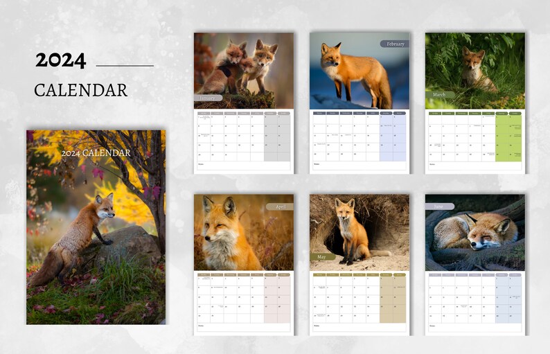 Fox Calendar 2024 Monthly Wall Calendar A4 Hanging Etsy Fox Calendar 2024 Monthly Wall Calendar A4 Hanging Etsy