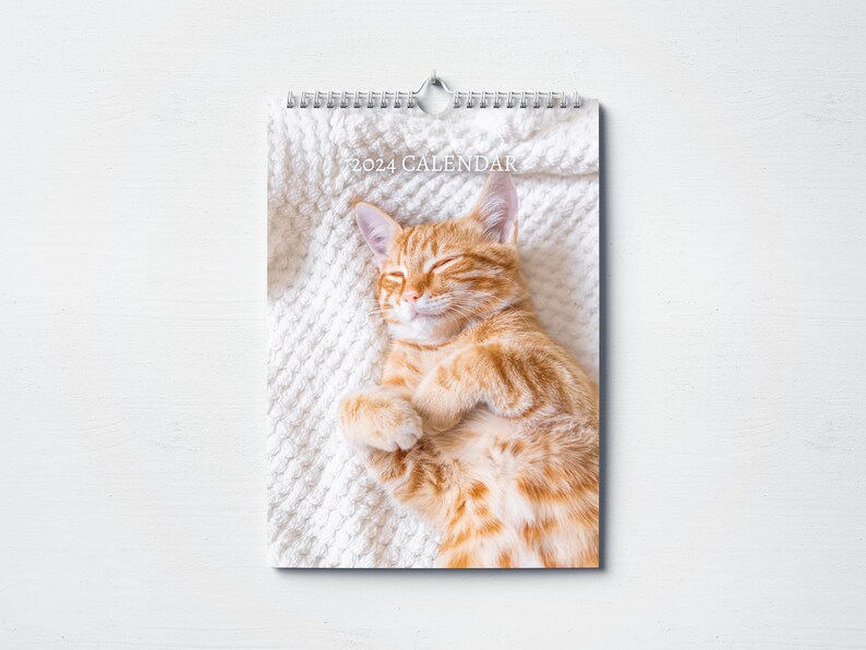 Ginger Cat Calendar 2024 Monthly Wall Calendar A4 Hanging Etsy