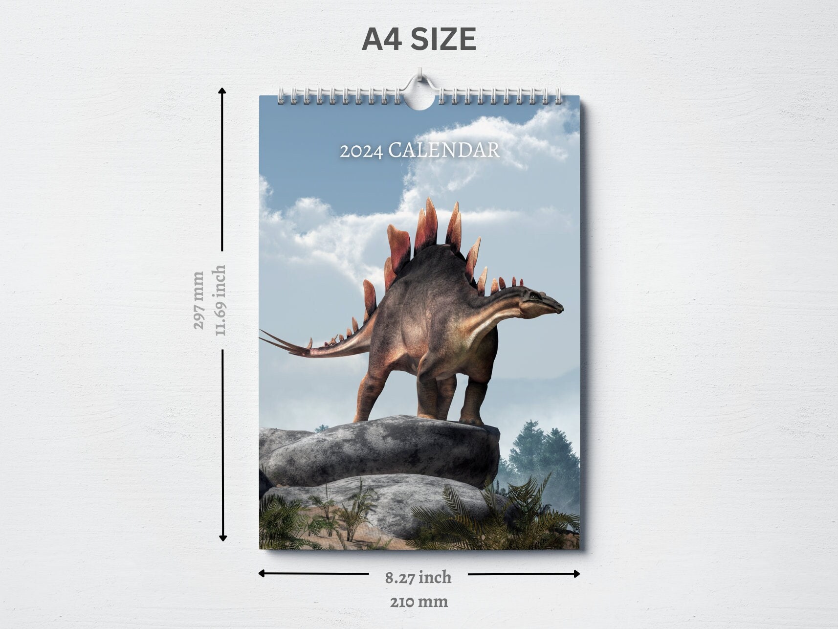 Dinosaur Calendar 2024 Monthly Wall Calendar, A4 Size Hanging Calendar