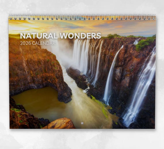 2026 A4 Natural Wonders Kalender. Een maand om te bekijken. A3 wanneer