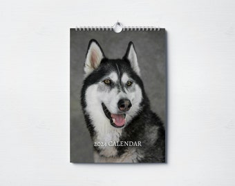 Husky Calendar 2024 | Monthly Wall Calendar, A4 | Hanging Calendar | Perfect gift for Husky lovers