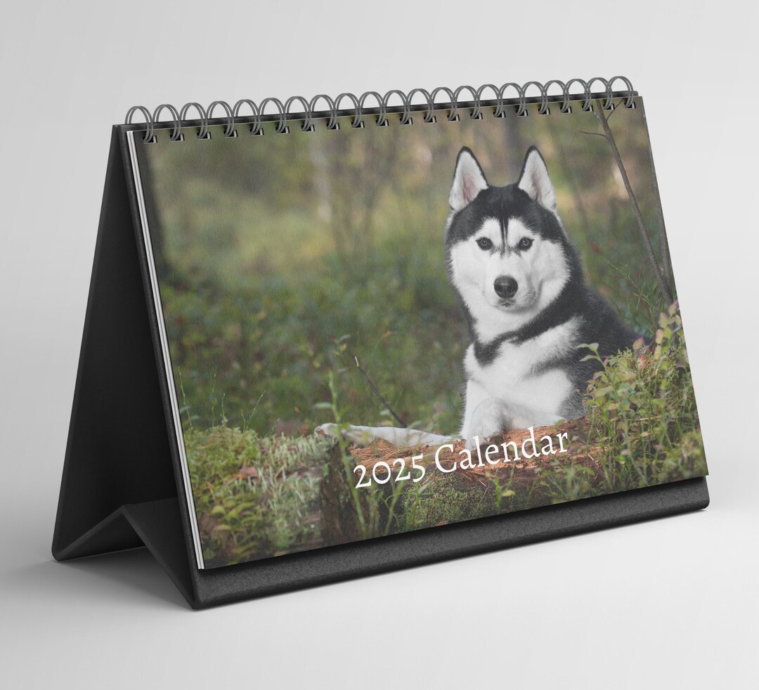 Siberian Husky Desk Calendar 20252026 Standing Flip Desktop Calendar