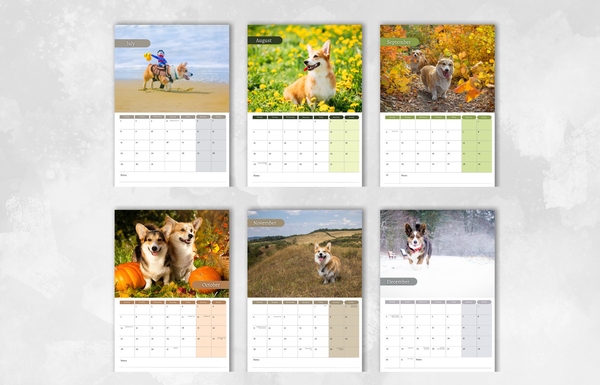 Corgi Calendar 2024 Monthly Wall Calendar A4 Size Hanging - Etsy