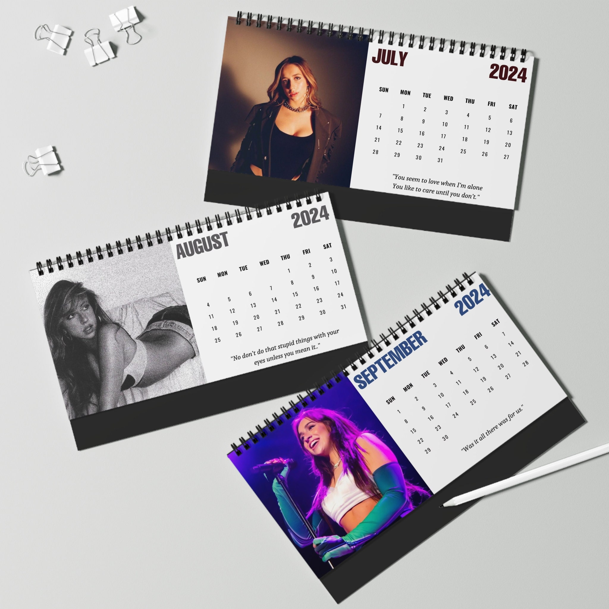 2024 Tate Mcrae Calendar Tate Mcrae Merch Pop Culture Desk Calendar