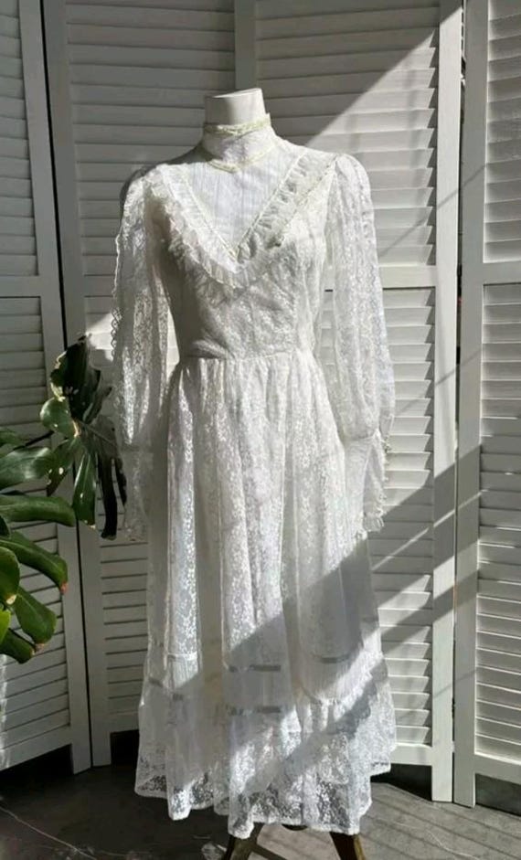 Vintage Gunne Sax White Lace Dress – Jessica Mcclintock Prairie