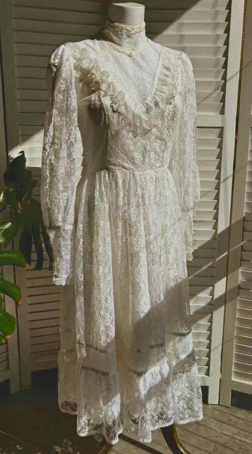 Vintage Gunne Sax White Lace Dress – Jessica Mcclintock Prairie