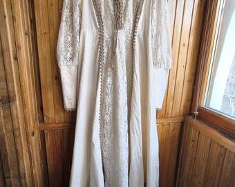 vintage medieval gunne sax dress peasant style prairie renaissance cotton