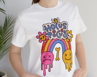 HOCUS POCUS | Halloween T-shirt | Hippie Halloween | Teacher Shirts | Mom Halloween | Spooky Season | Trending Halloween | Rainbow Skull