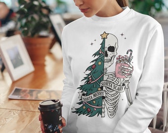 Sorta Merry Sorta Scary Sweatshirt | Christmas Skeleton Sweatshirt | Trending Christmas Shirt | Cute Christmas Gifts | Gifts for Her