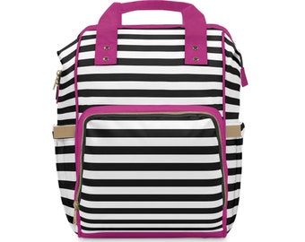 Striped Backpack Diaper Bag | Trendy Baby Bag | Best baby Gifts | New Mom Gift | Baby Shower Gifts | New Baby Accessory | Best Seller