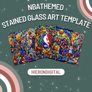 Stained Glass Digital Paper NBA Themed Bundle, Printable Textures ...