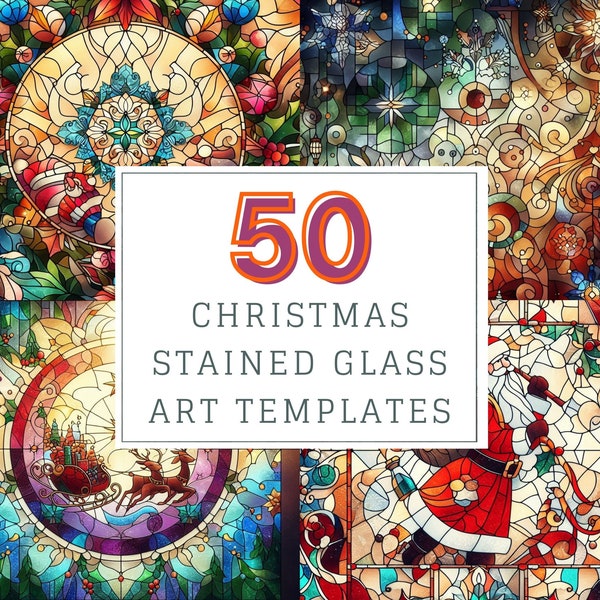 Stained Glass Digital Paper Christmas Themed Bundle, Printable Textures, Printable Scrapbook Paper, Journal pages