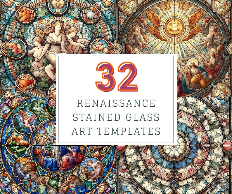 Stained Glass Digital Paper Renaissance Themed Bundle, Printable ...