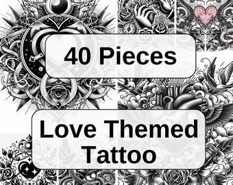 Tatueringsdesigner med kärlekstema, 40 professionella tatueringsdesigner med kärlekstema, 40 delar .jpg-tatueringsdesigner