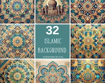 Islamiska bakgrundsbilder. 32 bitar islamisk tapet, islamiskt mönster
