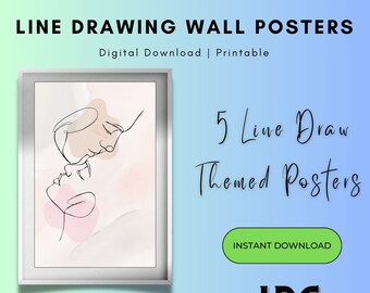 Line Drawing Wall Posters jpg Files, Office Line Drawing Posters, Line Drawing Wall Art