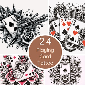 Tattoo Designs Playing Card Themed, 24 Playing Card Themed Professional Tattoo Designs, 24 Pieces .Jpg Tattoo Designs