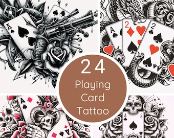 Tatueringsdesigner med spelkortstema, 24 professionella tatueringsdesigner med spelkortstema, 24 delar .jpg-tatueringsdesigner