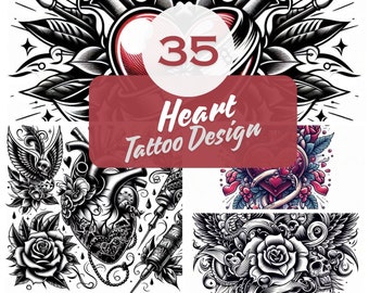 Hjärttatueringsdesign, 35 professionella tatueringsdesigner med hjärttema, .JPG-tatueringsdesigner.