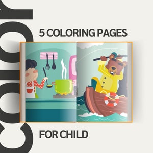 Coloring book, 5 Coloring Pages for Kids, Coloring Pages