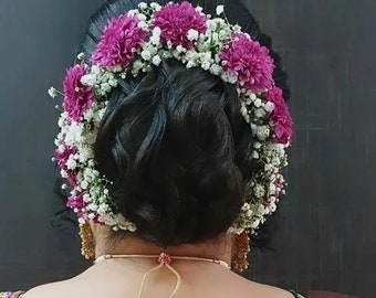 Beautiful Hand Made Artificial Flower Hair Accessories, For Women Wedding, Festive Wear Hair Gajra, Bun, Hair Veni Tiara, Hair Jewelry Gift