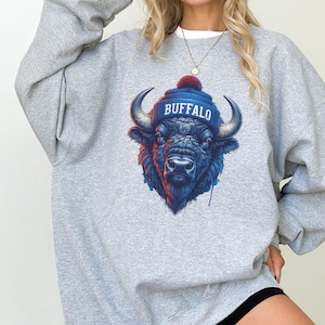 Buffalo voetbalsweater: uniseks cadeau voor ventilator met ronde hals
