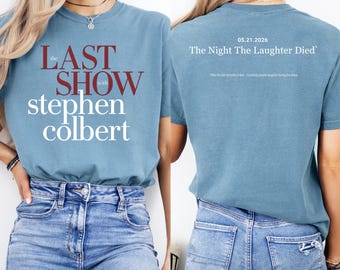 T-shirt 2026 The Last Show with Stephen Colbert, t-shirt comédie de fin de soirée, chemise de fan