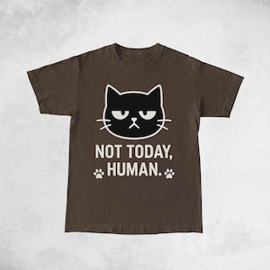 Grumpy Cat T-Shirt, Not Today Human, Funny Cat Tee, Minimalist Paw Print Design, Unisex Oversized Shirt,  Gift for Cat Loversor