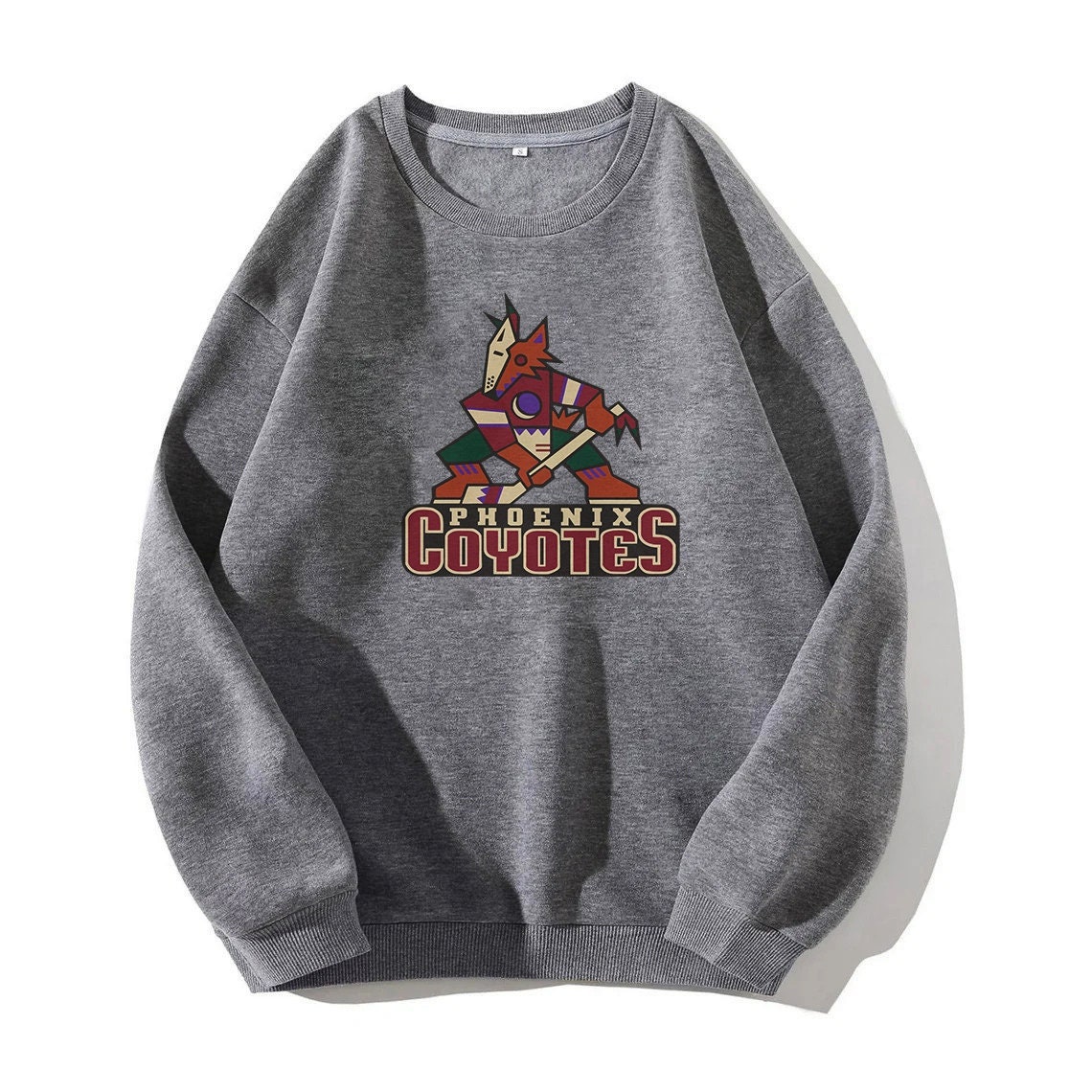 CustomCat Arizona Coyotes Kachina Vintage NHL Crewneck Sweatshirt Ash / XL