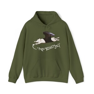 Você está bem? Moletom com capuz Lazy Cat, moletom do show Lovejoy Military Green