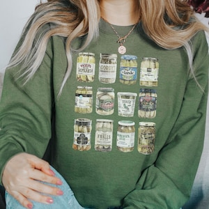 Sudadera de pepinillos enlatados vintage, sudadera de pepinillos enlatados, suéter de pepinillos, suéter de pepinillos caseros, sudadera de cuello redondo de tarro de pepinillos