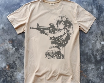 Retro Anime Girl Y2k Fighter T-Shirt,Vintage Anime Style 2000s Shirt,90s Grunge Clothes, Vintage Manga Graphic Shirt, Gothic Gym Shirt