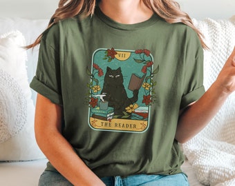 Funny Tarot Cards Cats T-shirt, Alternative Books Reader Fan T Shirt, Cats and Books T-Shirt, Esoteric Gift, Book Club Shirt