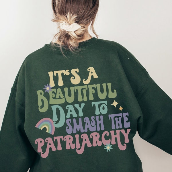 Groovy Smash the Patriarchy Pullover,Vintagelook Groovy Feminismus Sweater,Unisex feministisches Zitat Sweatshirt,Comfy Feminism Geschenk
