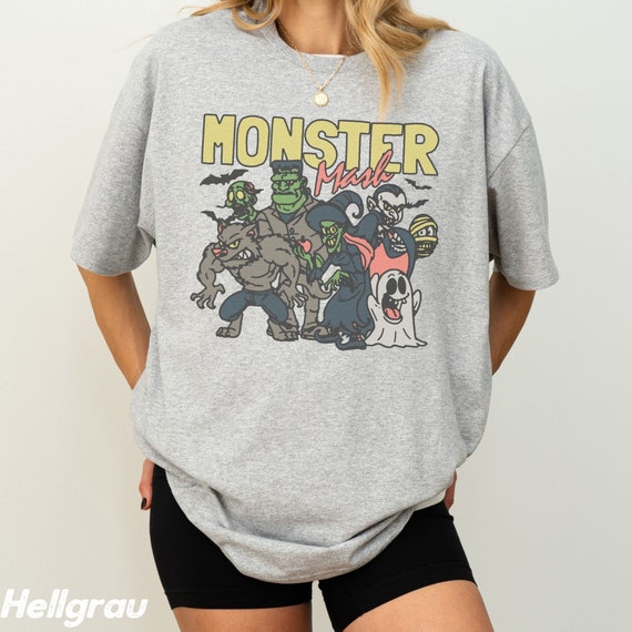 Halloween Monster Mash T-Shirt,Retro Goth Grunge T Shirt,Herbst Alternativ Spooky Shirt,Grusel Monster Halloween Familien Gruppenshirt