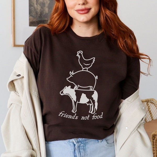 Unisex Veganer T-Shirt,Friends Not Food Vegan Shirt,veganes Shirt, vegetarisch Shirt,Tierbefreiung,Tierrechte,vegetarisches Shirt,Aktivismus