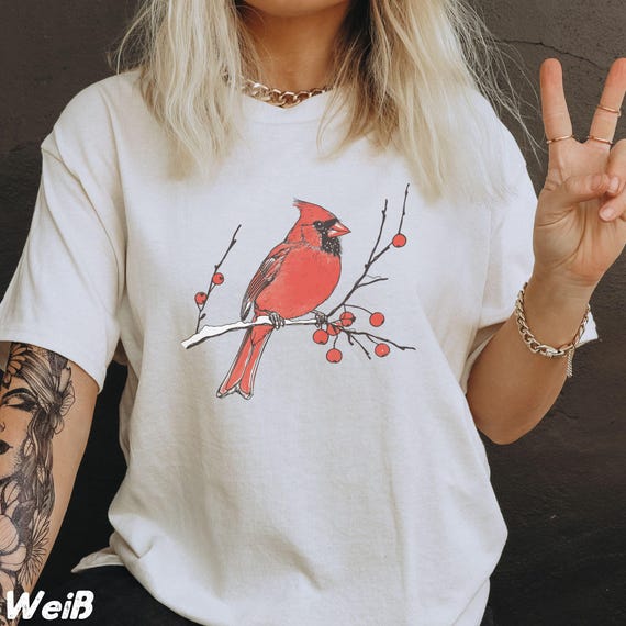 Red Cardinal Bird T-shirt Unisex,groovy Graphic Shirt,retro Bird