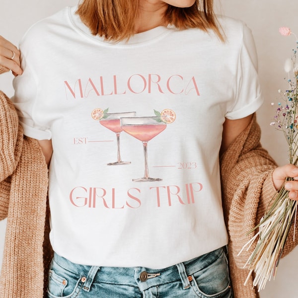 Custom Retro Girls Trip Urlaub Party Unisex Shirt,Cocktail T-Shirt Vintage Personalisierbar Junggesellenabschied Gruppenshirt,Custom JGA