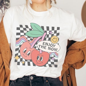 Schattig Boho inspirerend Unisex T-shirt volwassene, Groovy Take Care shirt retro cartoon, streetwear motivatie tshirt, bewustzijn van de geestelijke gezondheid