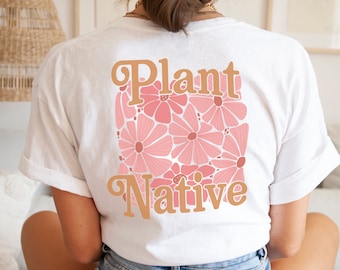 Boho Plant Native Shirt Unisex,Floral abstract flower design T-Shirt,sustainable T-Shirt Save The Earth,Gift for gardener,botanical T-Shirt