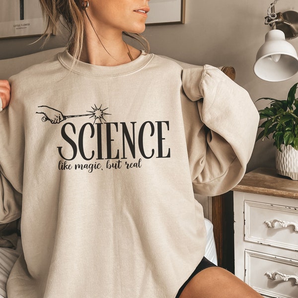Retro Witziger Unisex Science Pullover, Physik wie Magie aber echt Pullover,Lustig Geschenk für Physik Lehrer,Vintagelook Grafik Sweatshirt