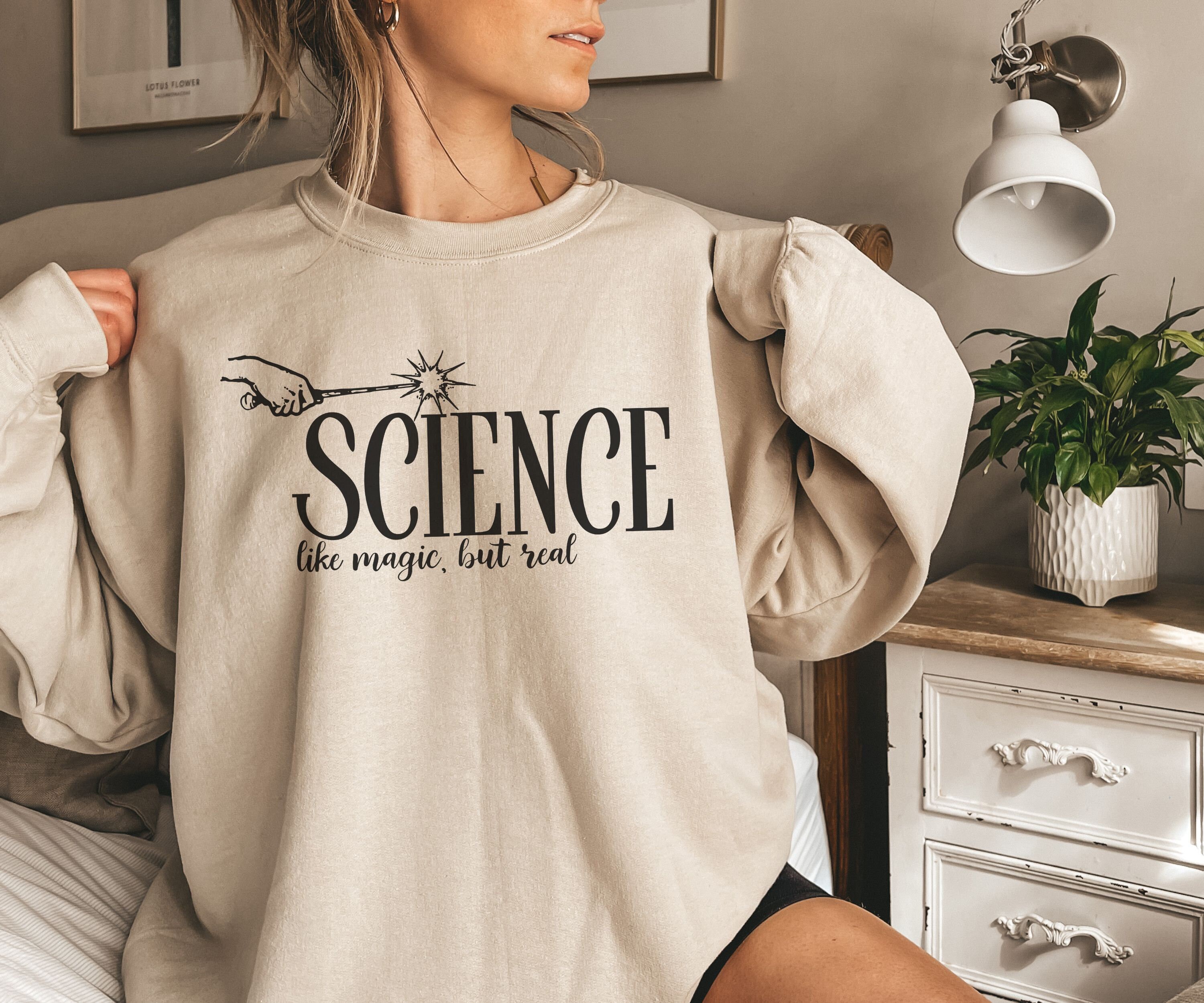 Retro Witziger Unisex Science Pullover, Physik wie Magie aber echt Pullover,Lustig Geschenk für Physik Lehrer,Vintagelook Grafik Sweatshirt