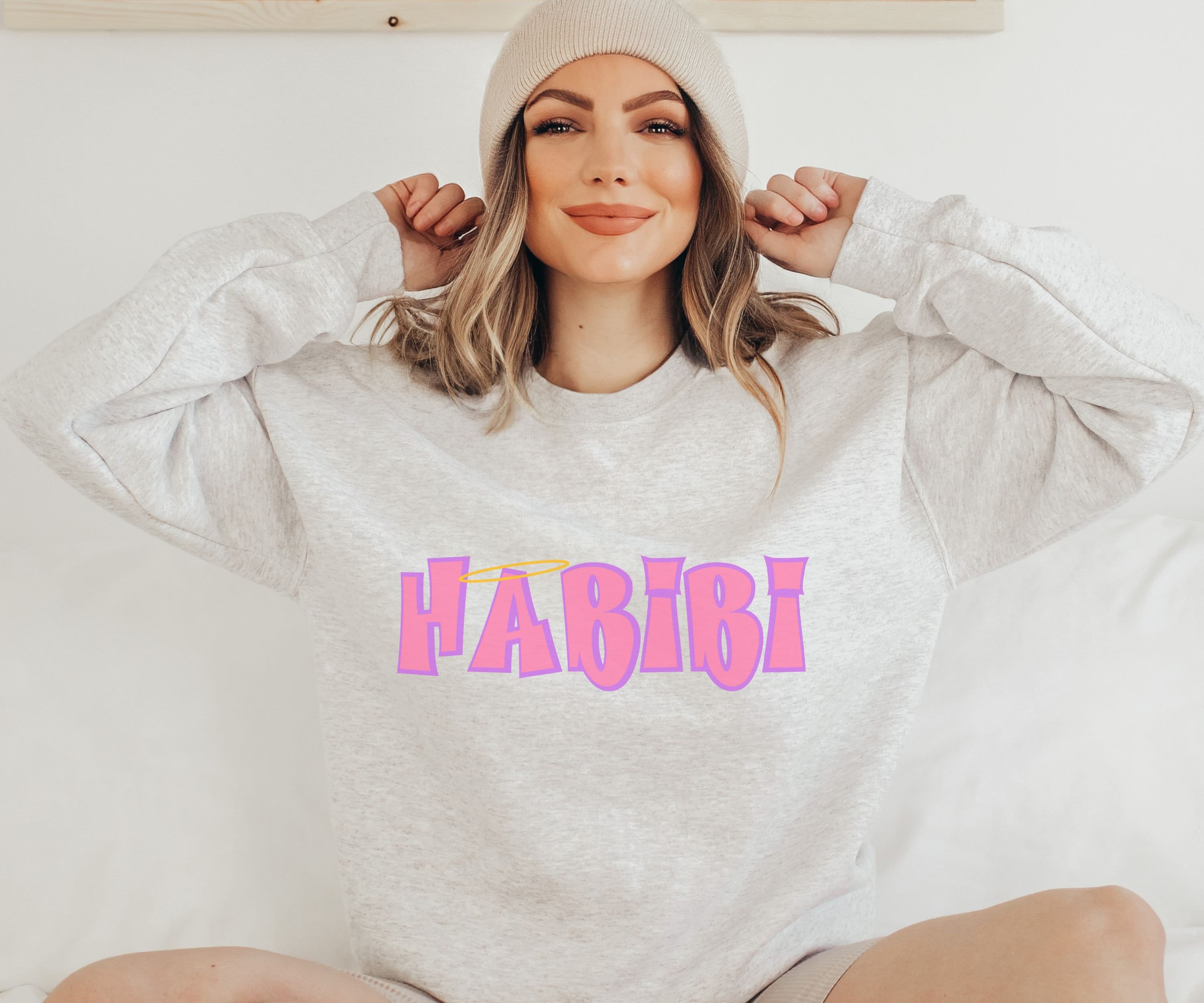 Cute Y2K Style Habibi Unisex Sweater Pink Edgy Streetweat